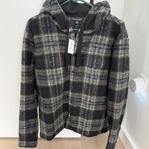 Banana Republic Black and Gray Plaid Jacket